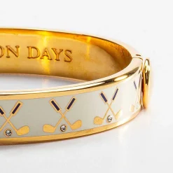 Golf Club Cream & Gold Hinged Enamel Bangle