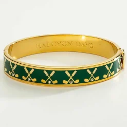 Golf Club Emerald & Gold Bangle | Halcyon Days