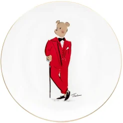 Hal The Bear Coupe Plate, White | Halcyon Days