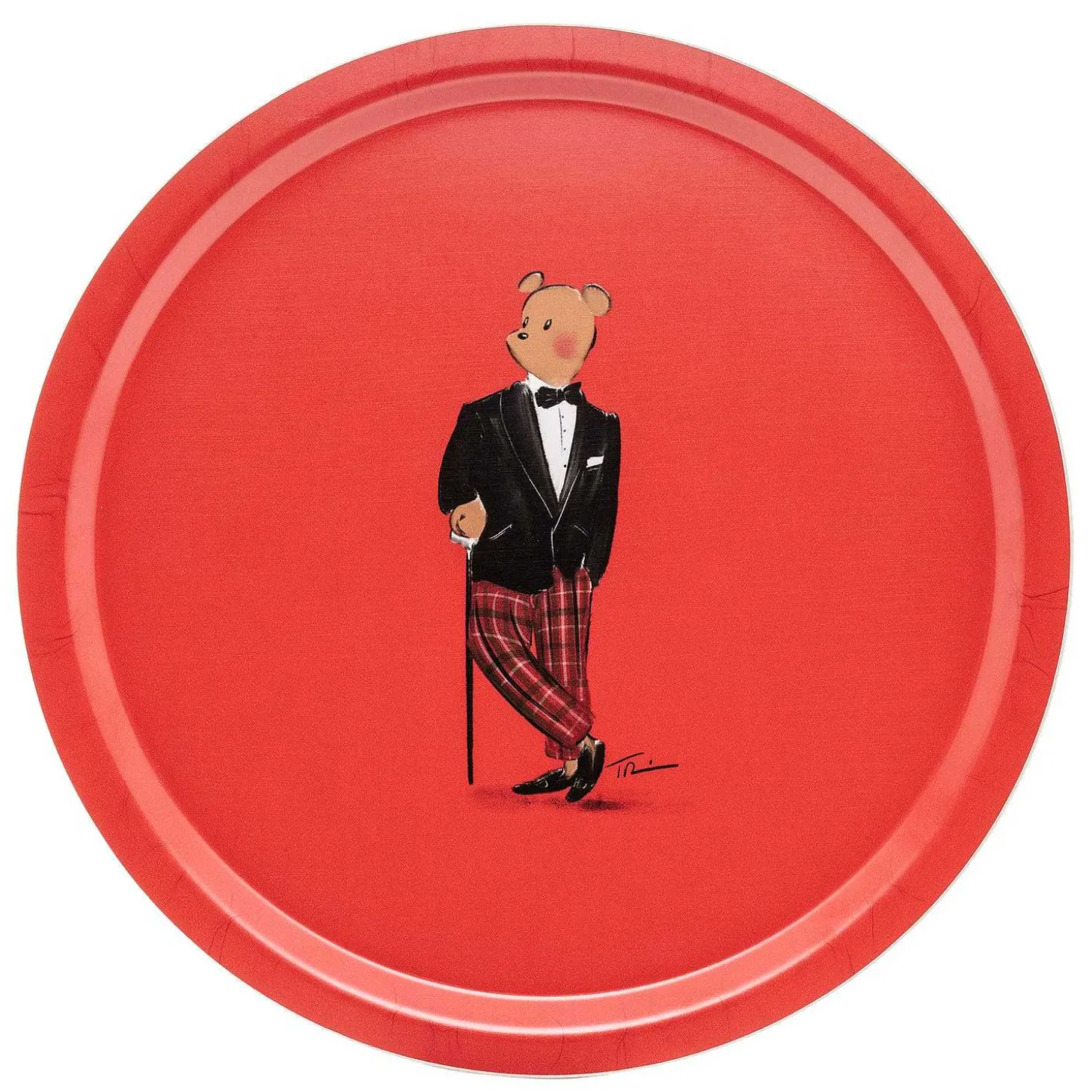 Hal The Bear Round Birchwood Tray | Halcyon Days