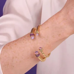 Hammered Torque Amethyst & Gold Bangle | Halcyon Days