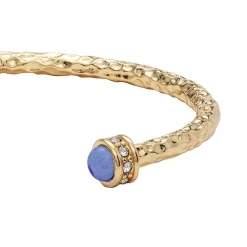 Hammered Torque Forget-Me-Not & Gold Bangle | Halcyon Days