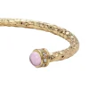 Hammered Torque Rose Quartz & Gold Bangle