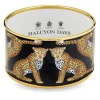 Leopard Enamel Cuff Bangle Black & Gold | Halcyon Days