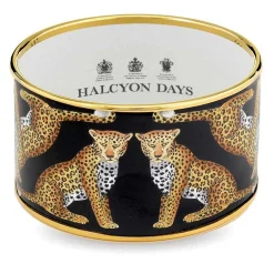 Leopard Enamel Cuff Bangle Black & Gold | Halcyon Days