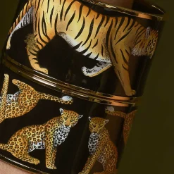 Leopard Enamel Cuff Bangle Black & Gold | Halcyon Days