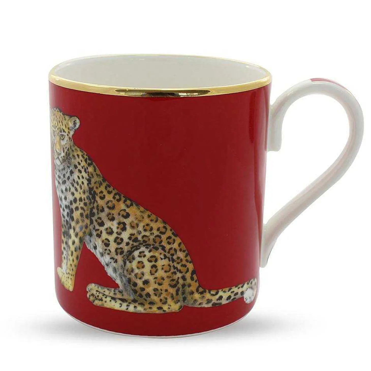 Leopard Fine Bone China Mug, Red