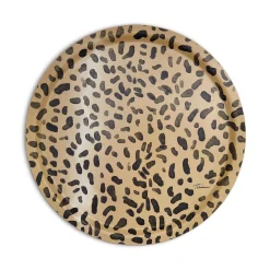 Leopard Print Round Birchwood Tray | Halcyon Days