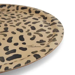 Leopard Print Round Birchwood Tray | Halcyon Days