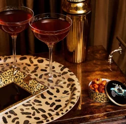 Leopard Print Round Birchwood Tray | Halcyon Days