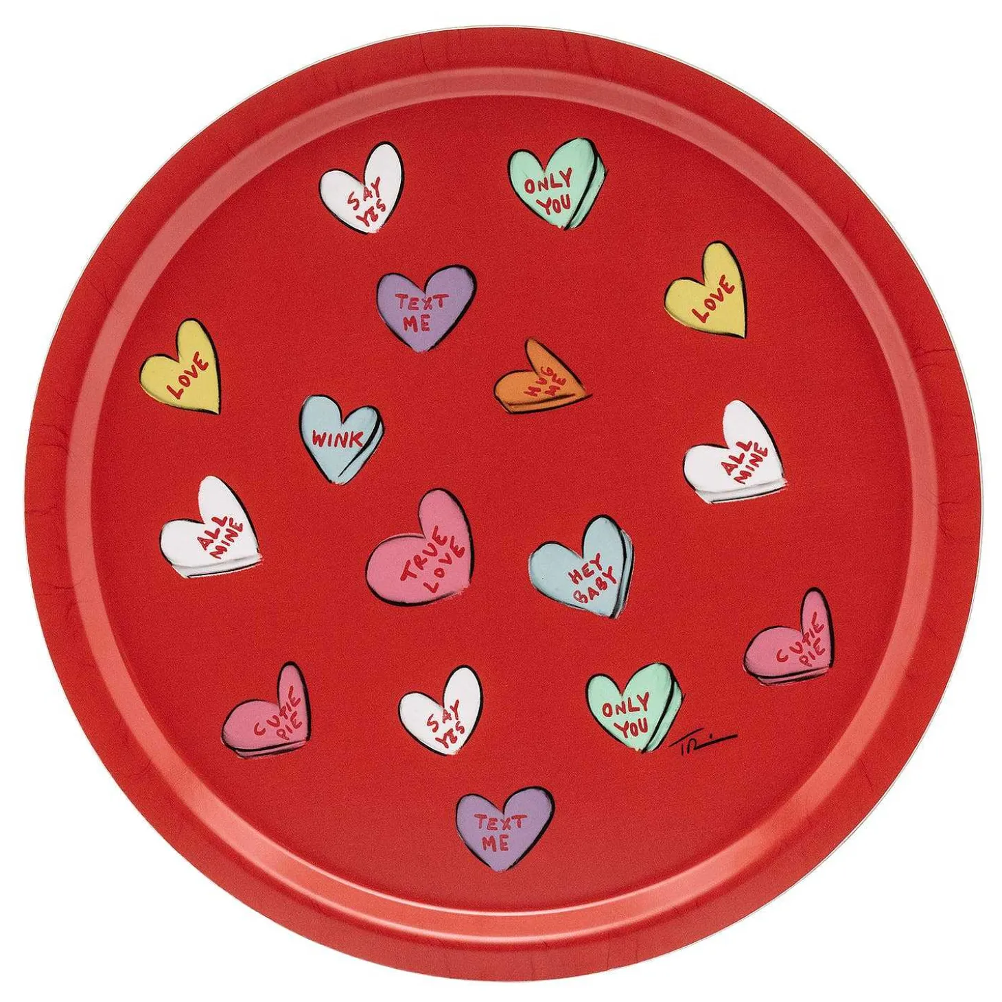 Love Hearts Round Birchwood Tray | Halcyon Days