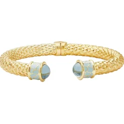 Minoan Torque Aquamarine & Gold Bangle