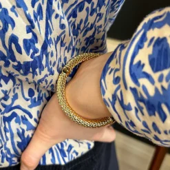 Minoan Torque Aquamarine & Gold Bangle