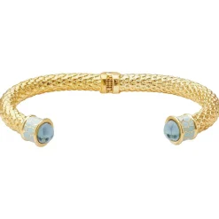 Minoan Torque Aquamarine & Gold Bangle
