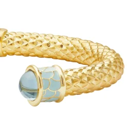 Minoan Torque Aquamarine & Gold Bangle