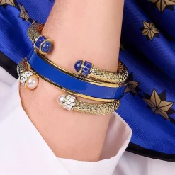 Minoan Torque Cobalt & Gold Bangle
