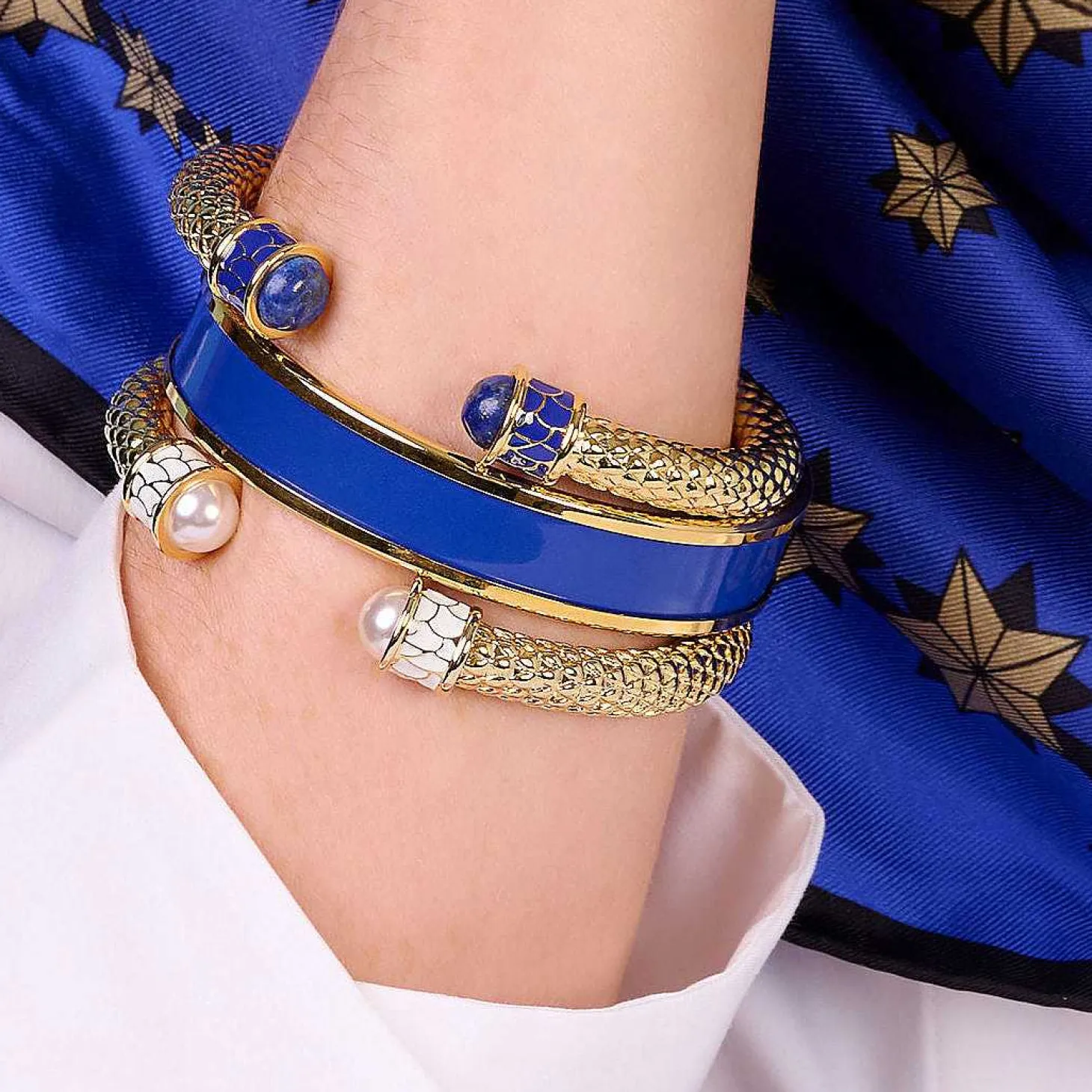 Minoan Torque Cobalt & Gold Bangle