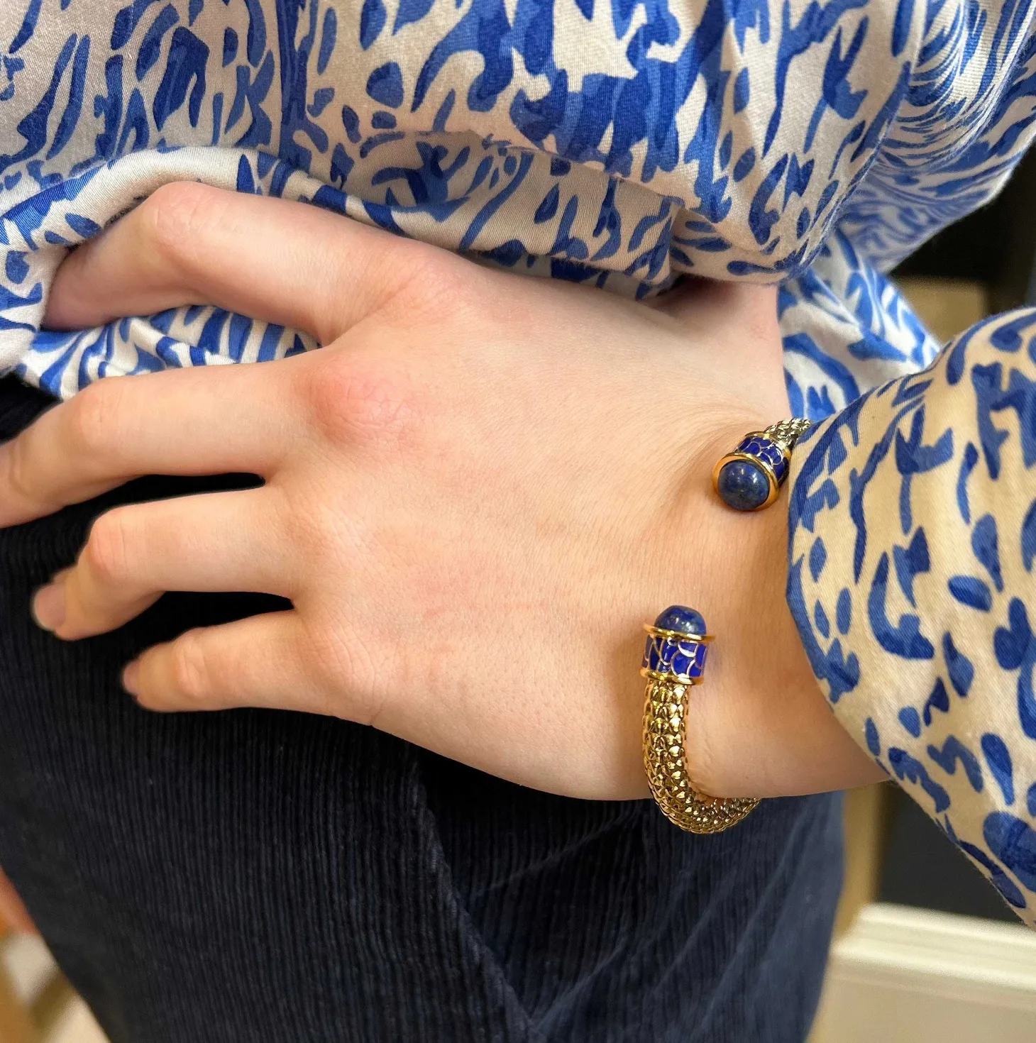 Minoan Torque Cobalt & Gold Bangle