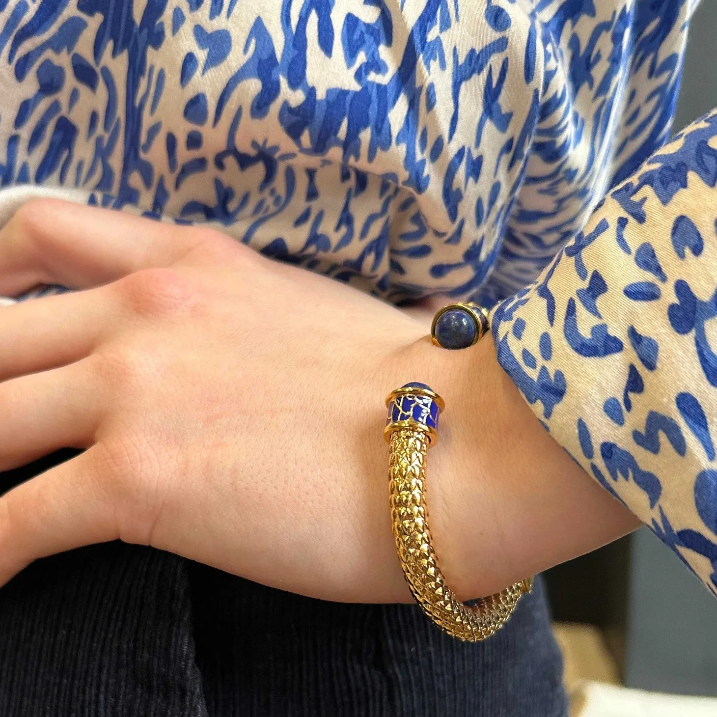 Minoan Torque Cobalt & Gold Bangle