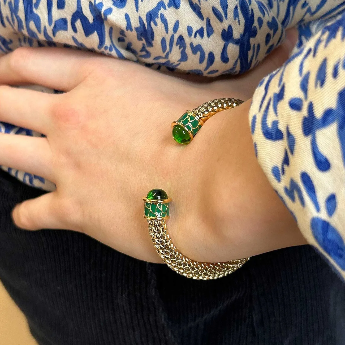 Minoan Torque Emerald & Gold Bangle