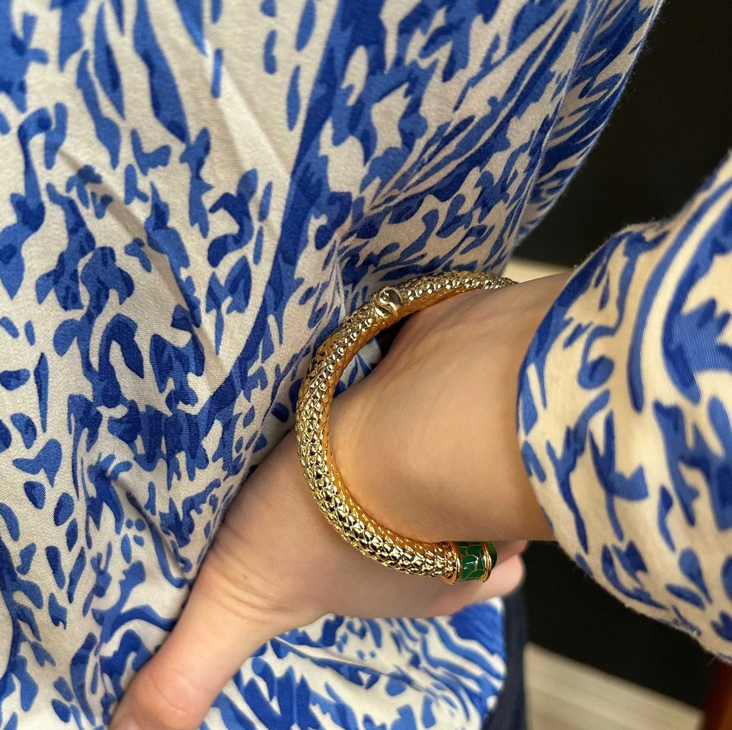 Minoan Torque Emerald & Gold Bangle