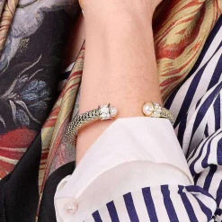 Minoan Torque Pearl & Gold Bangle