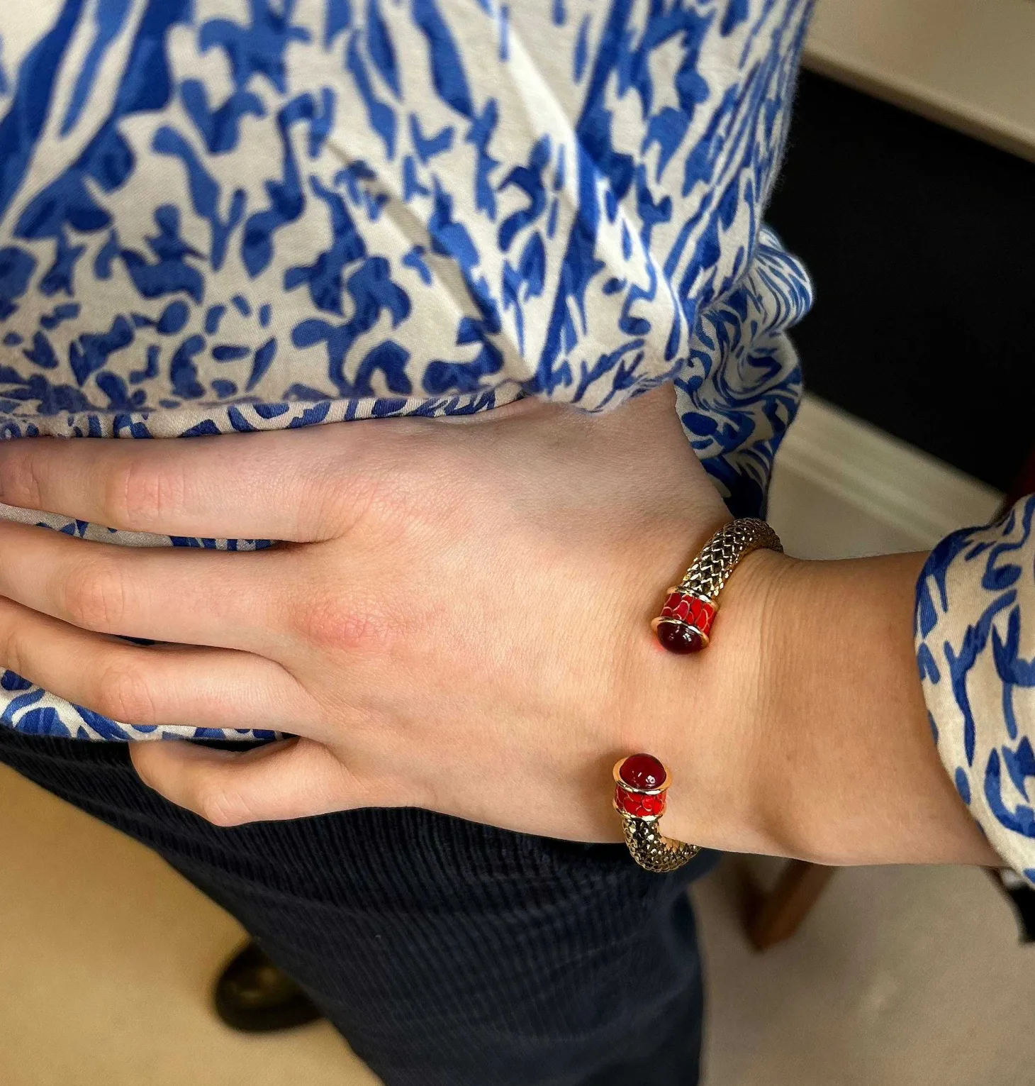 Minoan Torque Ruby & Gold Bangle