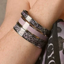 Pale Pink & Gold Enamel Bangle