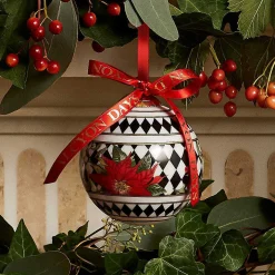 Parterre Black With Poinsettia Bauble | Halcyon Days