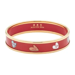 Red & Gold Love Hearts Enamel Bangle | Halcyon Days