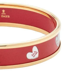 Red & Gold Love Hearts Enamel Bangle | Halcyon Days