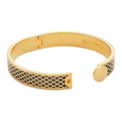 Salamander Black Gold Hinged Enamel Bangle | Halcyon Days