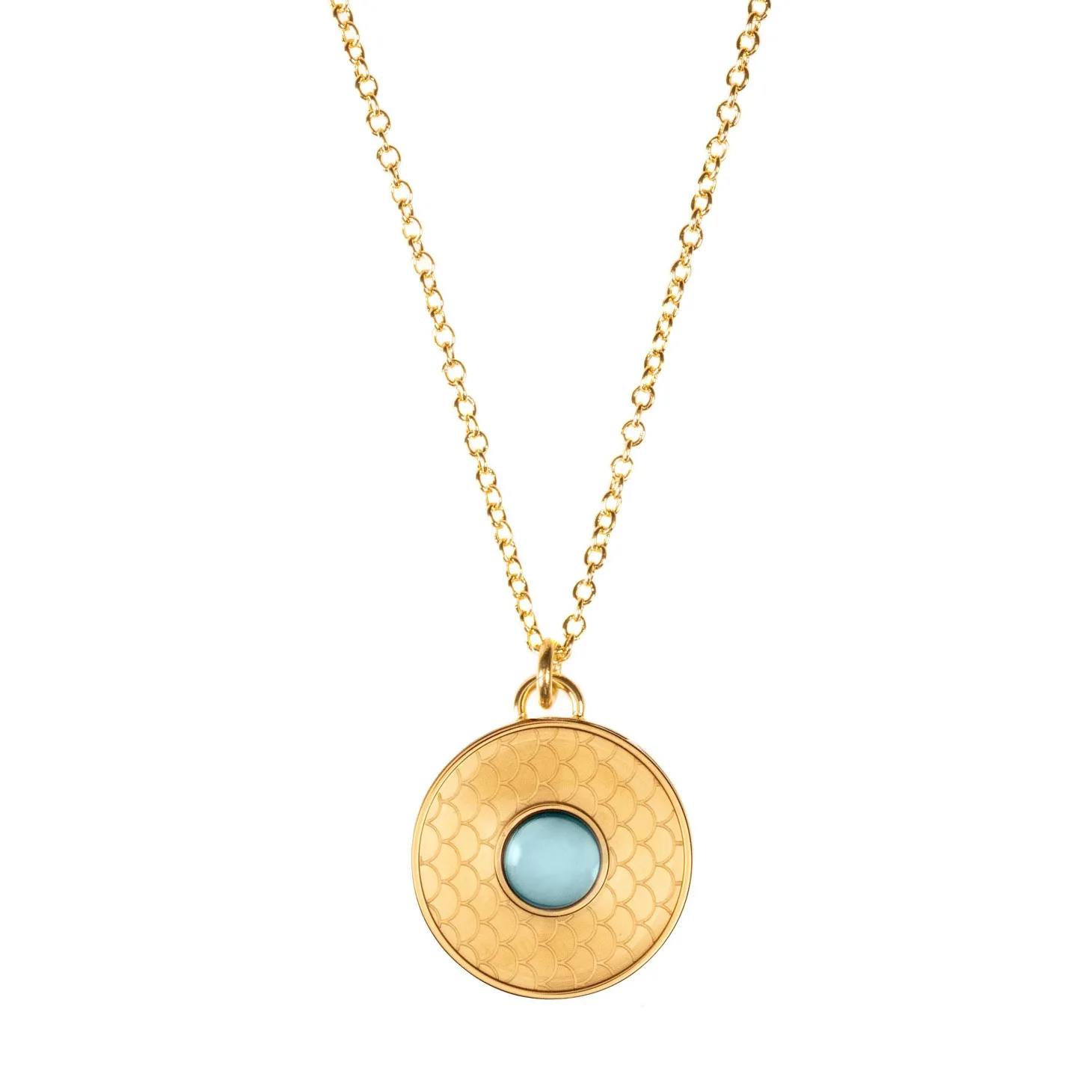 Salamander Cabochon Aquamarine & Gold Necklace
