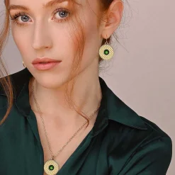 Salamander Cabochon Emerald & Gold Necklace