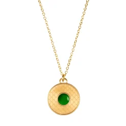 Salamander Cabochon Emerald & Gold Necklace