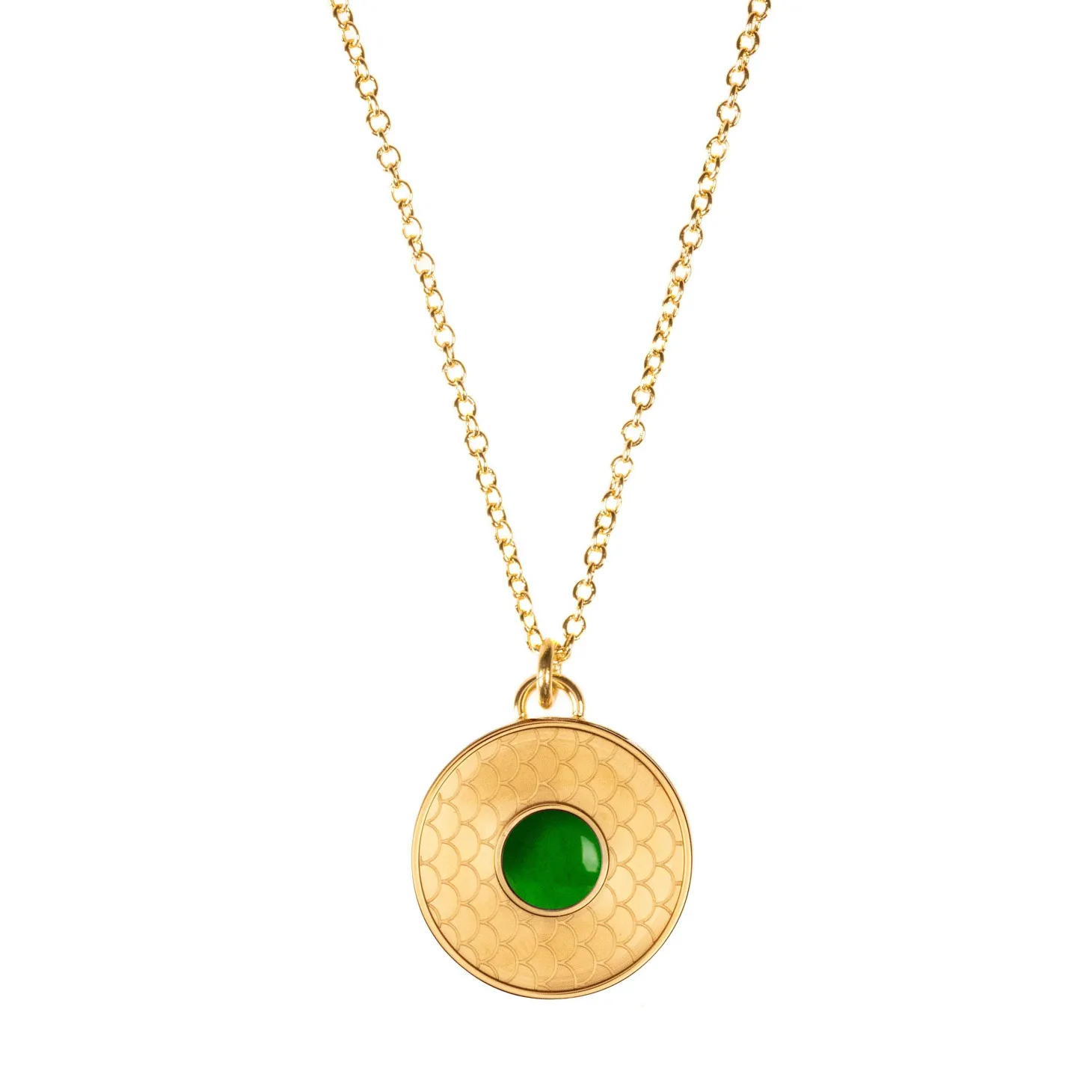 Salamander Cabochon Emerald & Gold Necklace