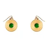 Salamander Cabochon Emerald & Gold Earrings