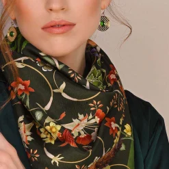 Salamander Cabochon Emerald & Gold Earrings