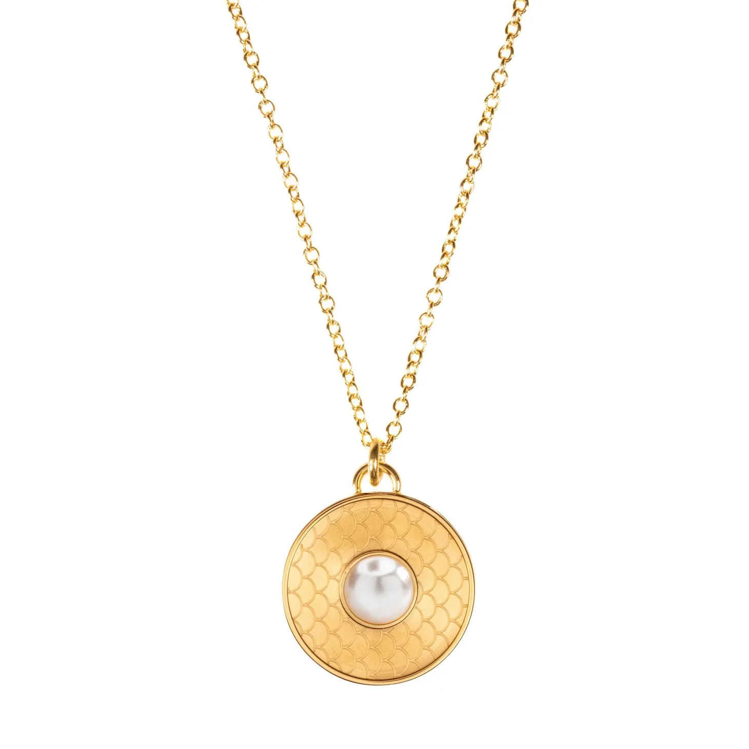 Salamander Cabochon Pearl & Gold Necklace