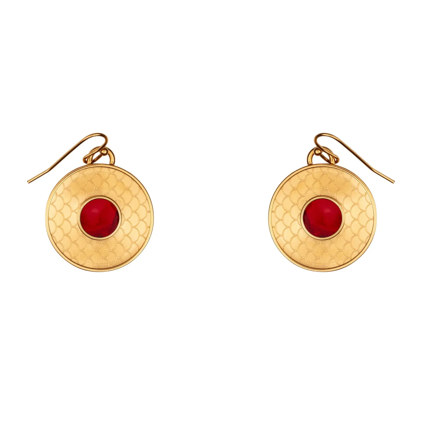 Salamander Cabochon Ruby & Gold Earrings