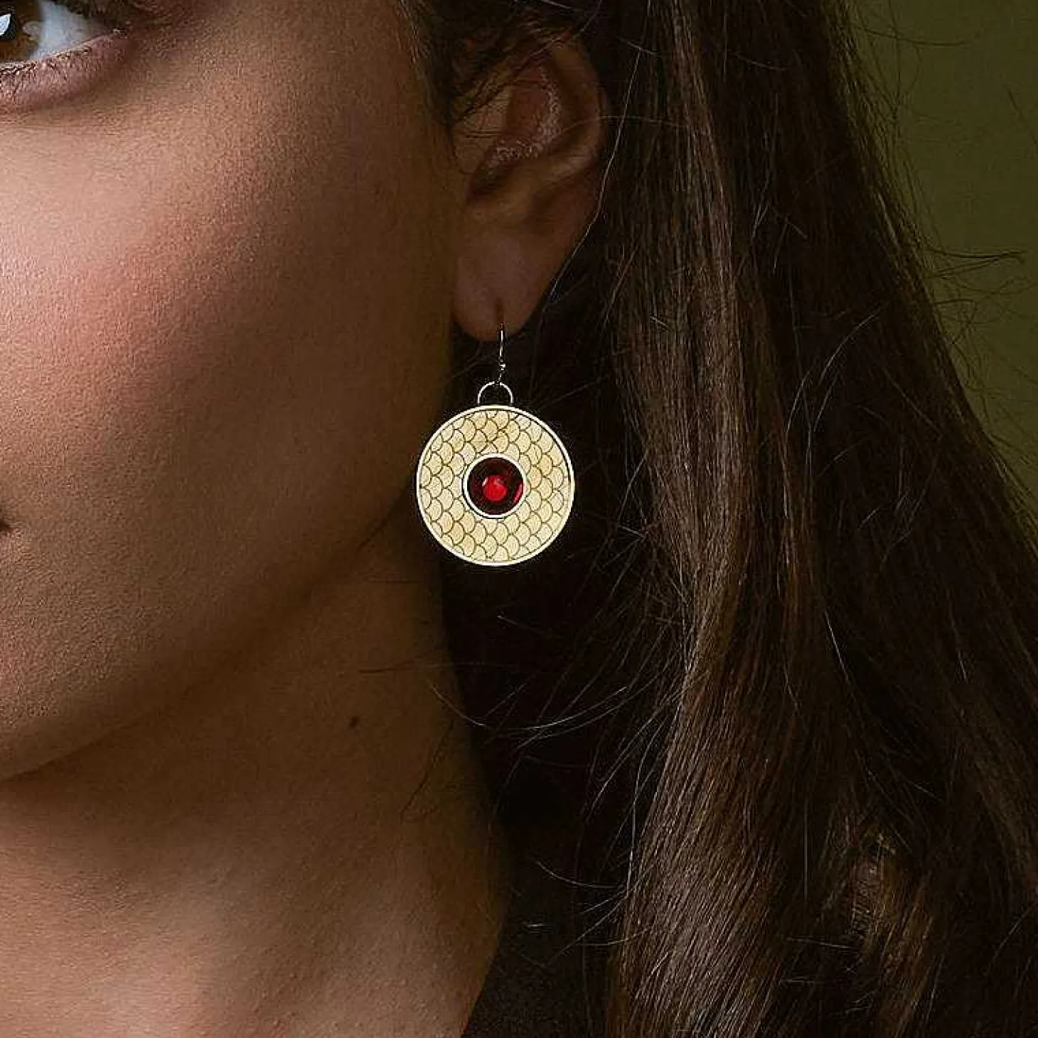 Salamander Cabochon Ruby & Gold Earrings