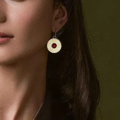 Salamander Cabochon Ruby & Gold Earrings