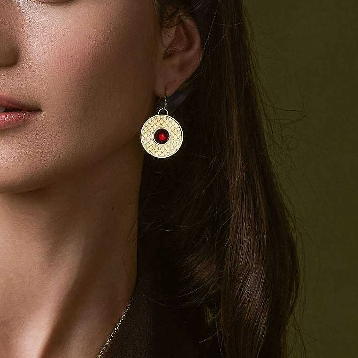 Salamander Cabochon Ruby & Gold Earrings