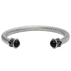 Salamander Torque Black & Silver Bangle | Halcyon Days