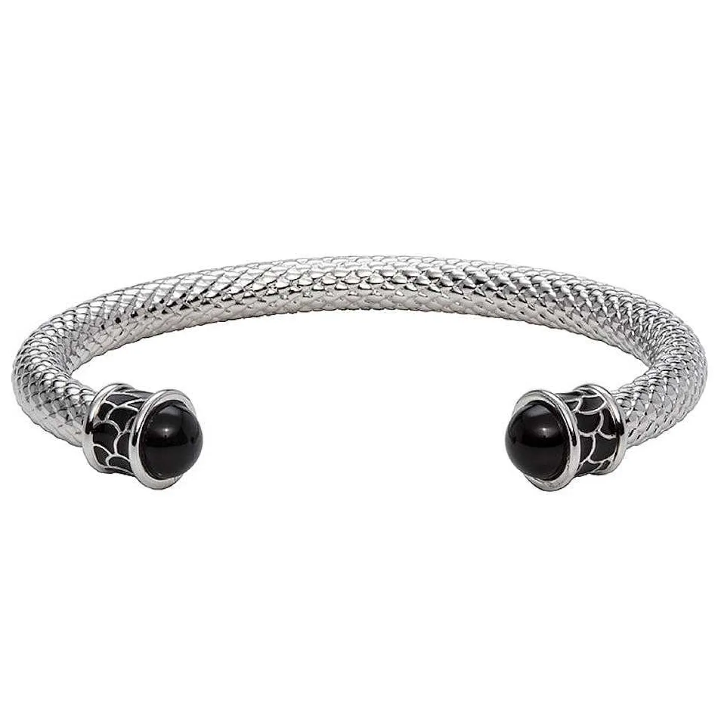 Salamander Torque Black & Silver Bangle | Halcyon Days
