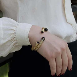 Salamander Torque Black Gold Bangle | Halcyon Days