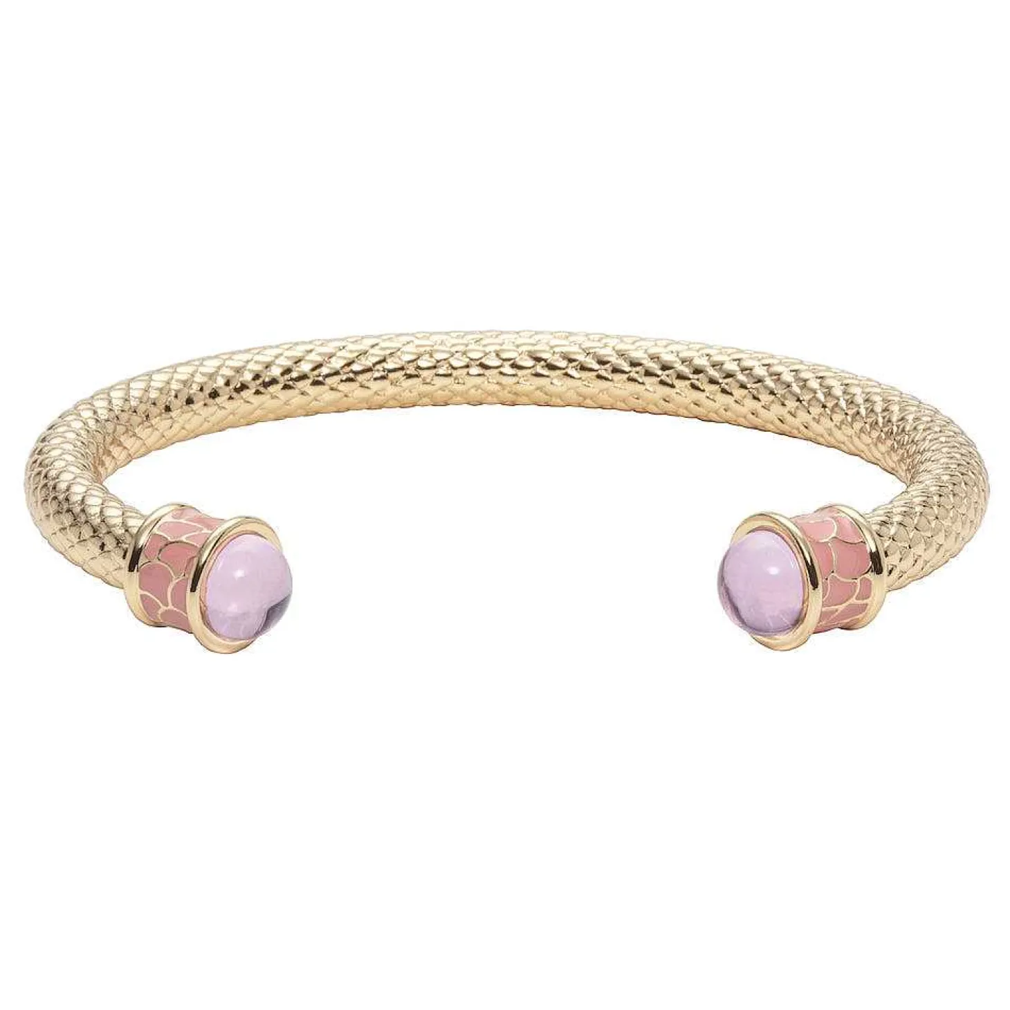 Salamander Torque Rose Quartz & Gold Bangle | Halcyon Days