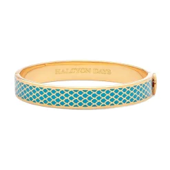 Salamander Turquoise & Gold Hinged Enamel Bangle | Halcyon Days