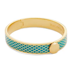 Salamander Turquoise & Gold Hinged Enamel Bangle | Halcyon Days