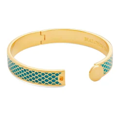 Salamander Turquoise & Gold Hinged Enamel Bangle | Halcyon Days